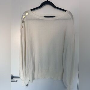 Iris Setlakwe Knit Sweater Size XL Button Shoulder Cashmere Blend